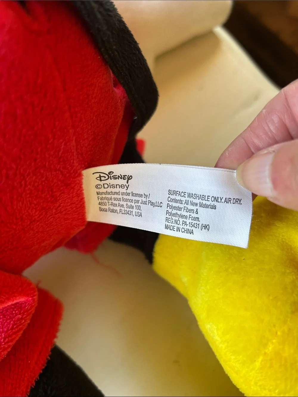 Disney Classic Mickey Mouse Plush - Black, Red, Yellow, Cream, White